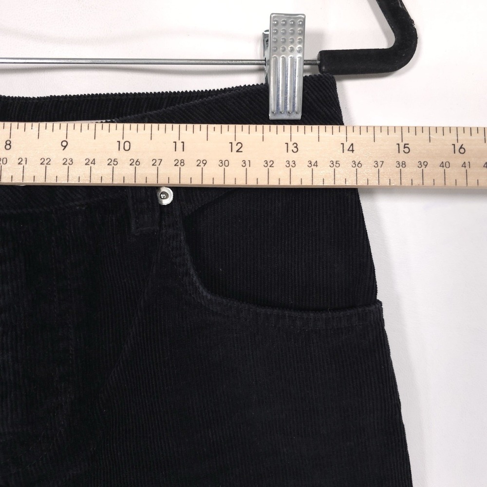 asos Black Corduroy Flare Pants 26/28 Straight Bootcut Jeans Cotton Turkey Crop - Picture 5 of 13